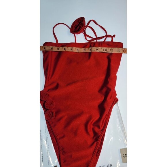SAME LOS ANGELES One Piece Swimsuit Womens Color Red Sz Small Flower Be - Picture 8 of 11
